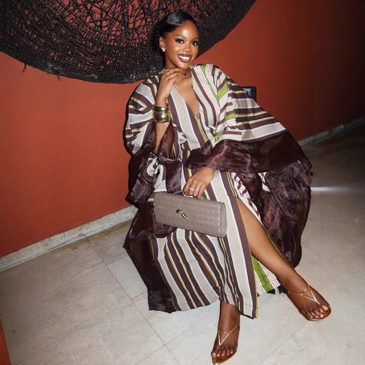 Striped kaftan with a loose fit