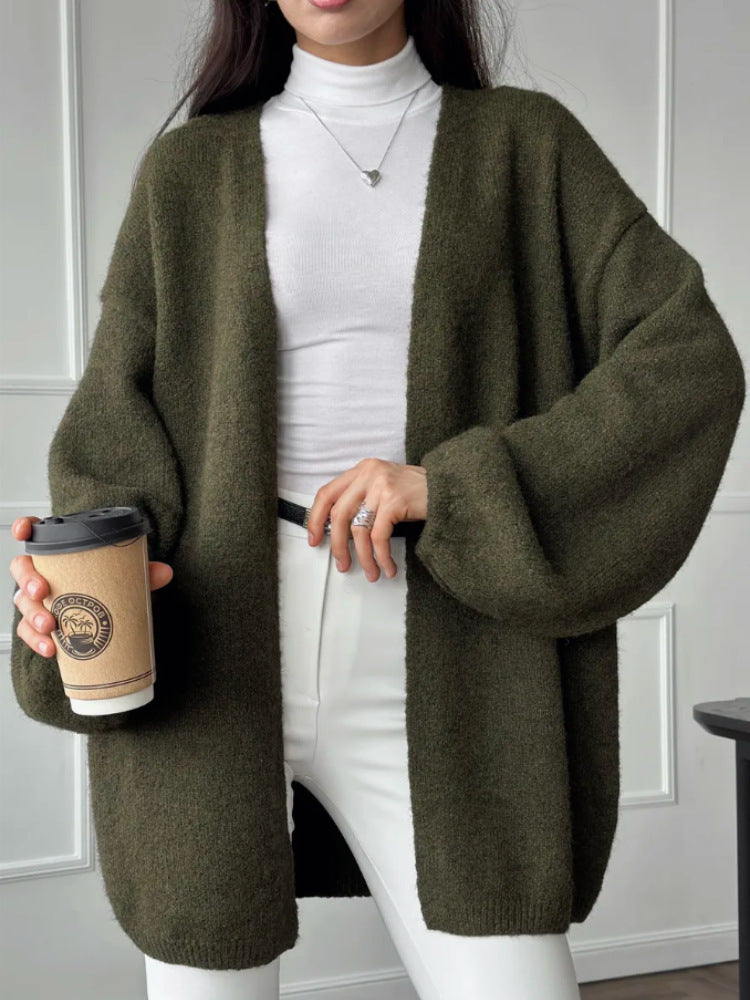 Cardigan with a loose fit and open front