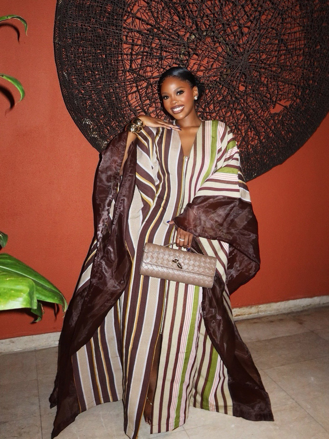 Striped kaftan with a loose fit