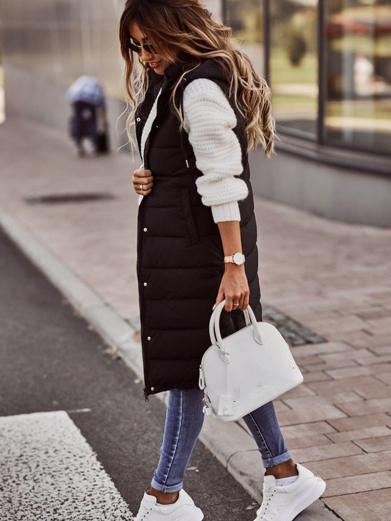 Parque - Knee-length quilted vest for women
