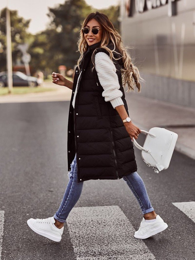 Parque - Knee-length quilted vest for women