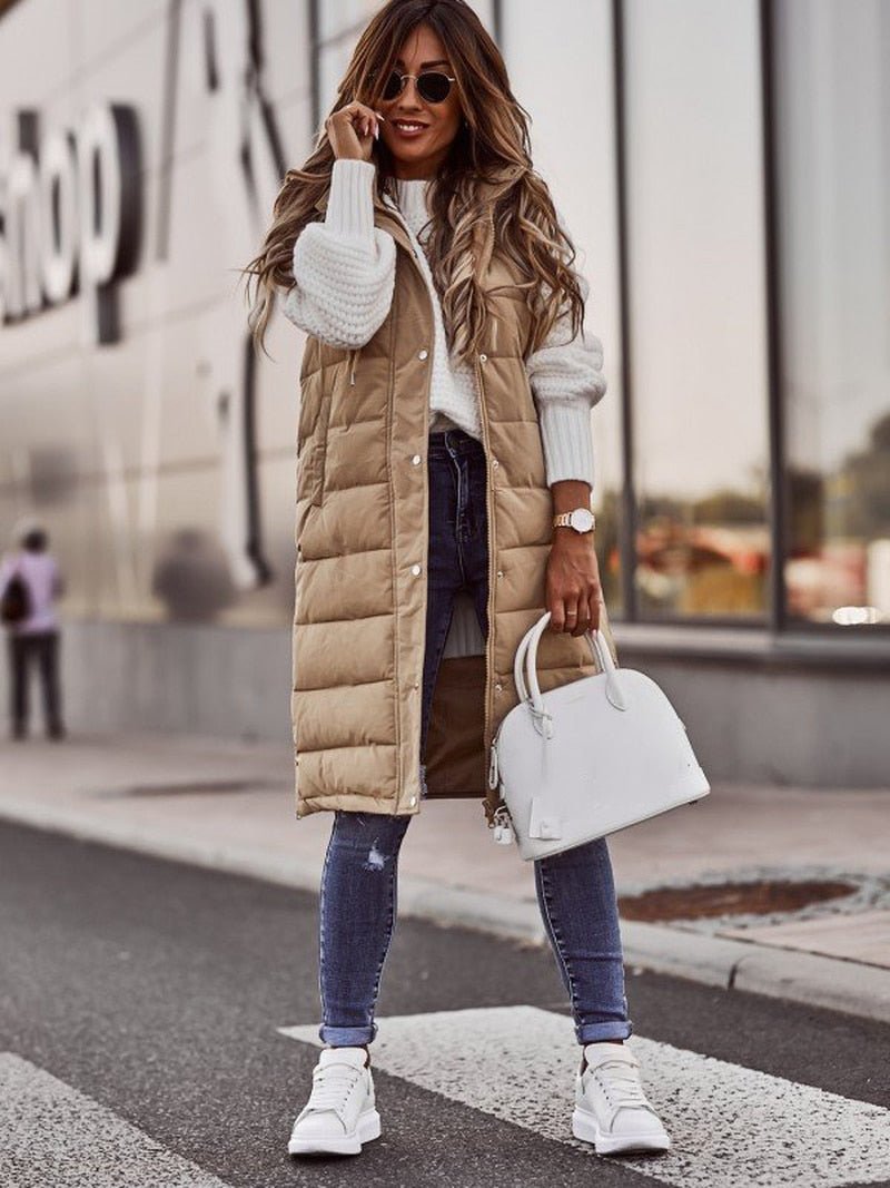 Parque - Knee-length quilted vest for women