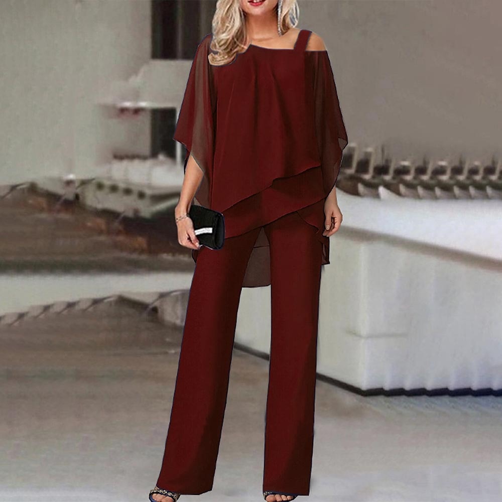 Women's two-piece set Elegant jumpsuit with cold shoulder blouse