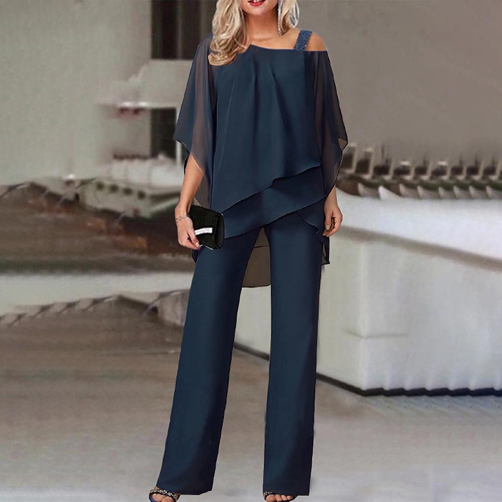 Women's two-piece set Elegant jumpsuit with cold shoulder blouse