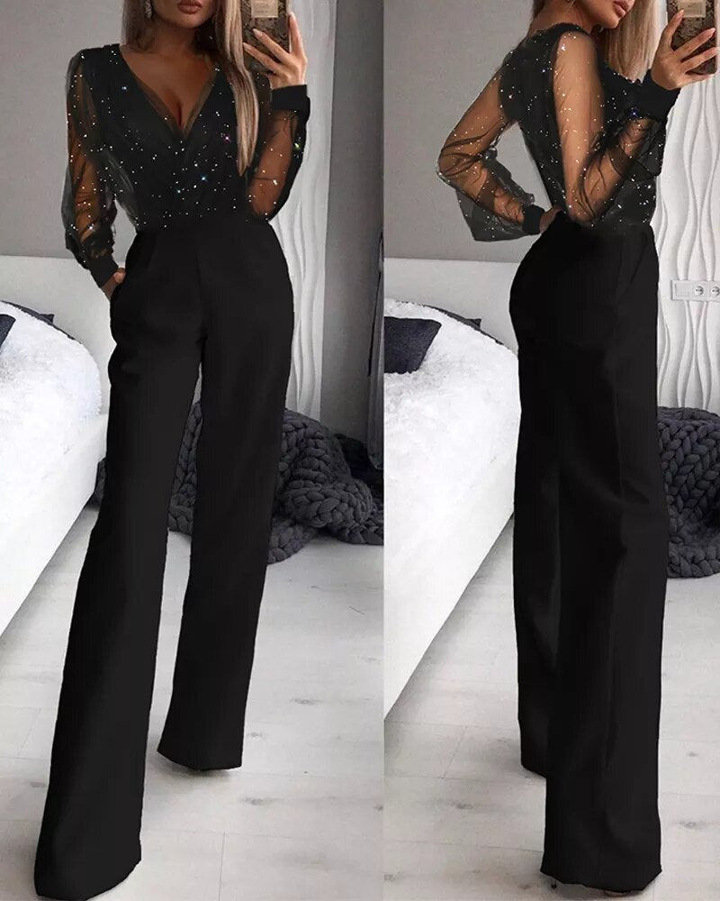 Casual solid color regular jumpsuits