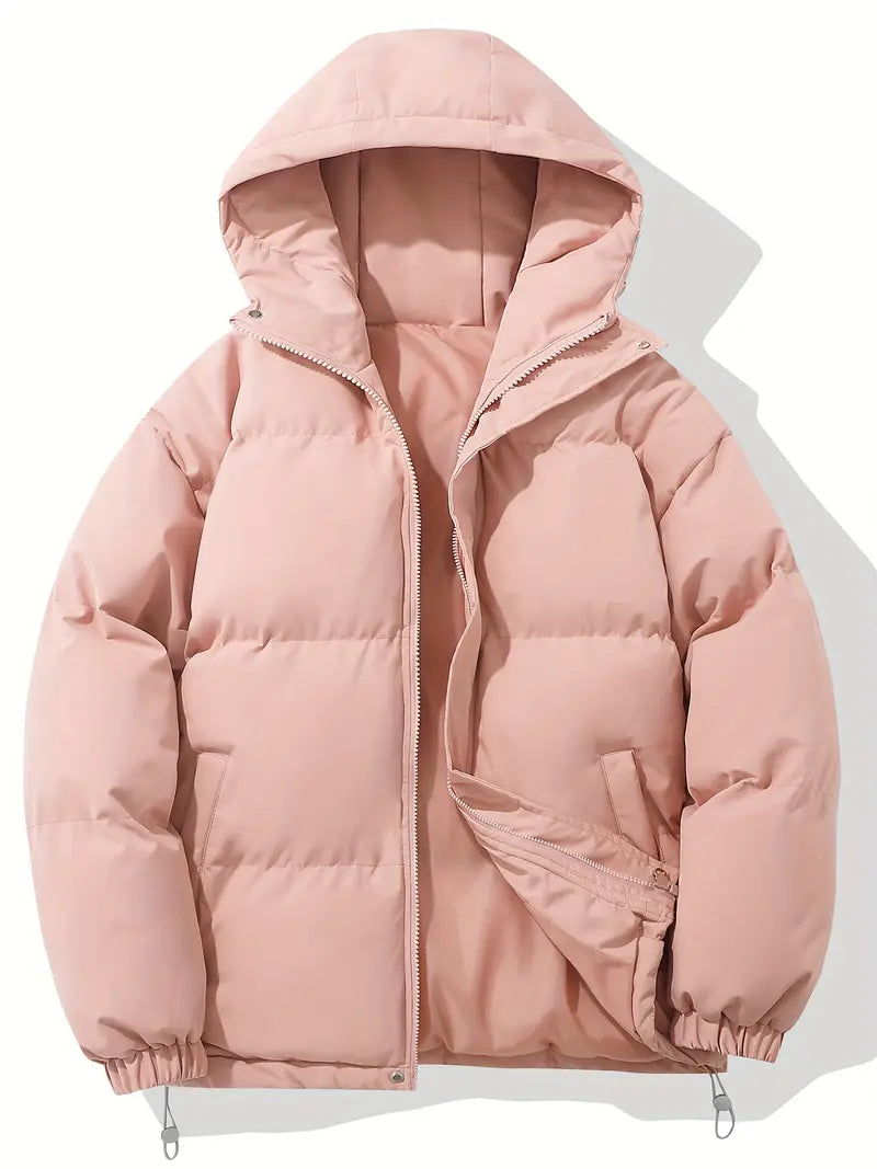 Quilted jacket with hood and zipper