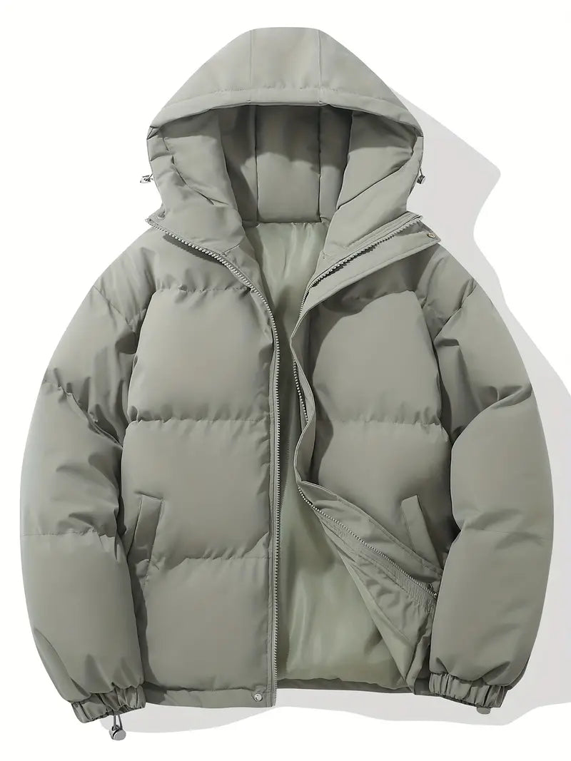 Quilted jacket with hood and zipper