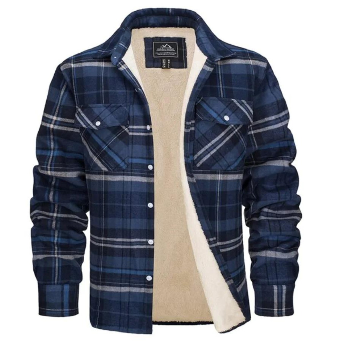 Lined shirt jacket with check pattern