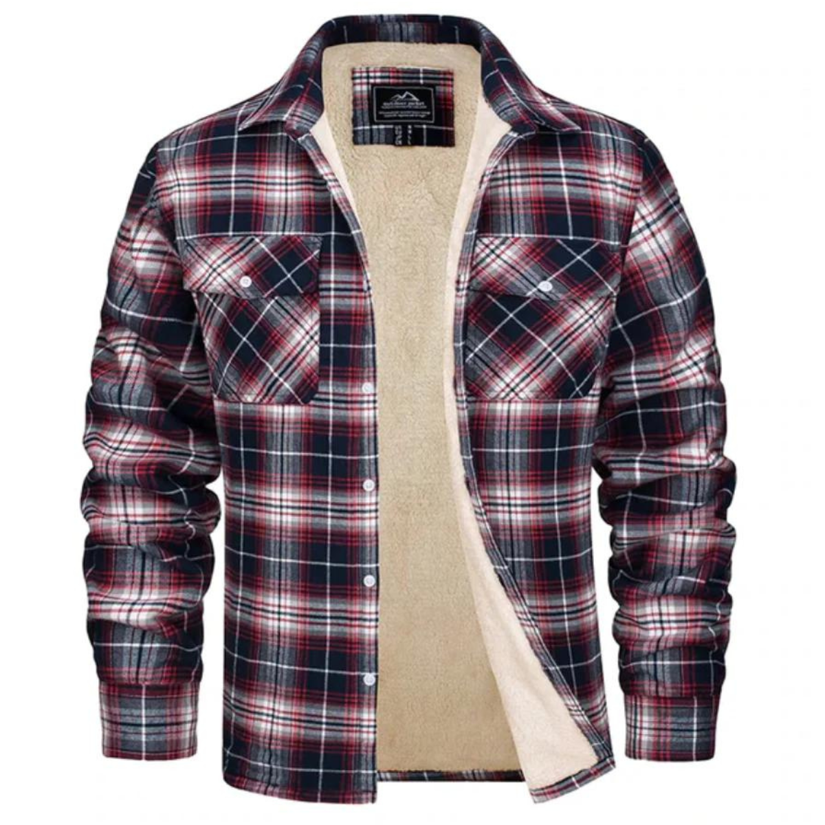 Lined shirt jacket with check pattern