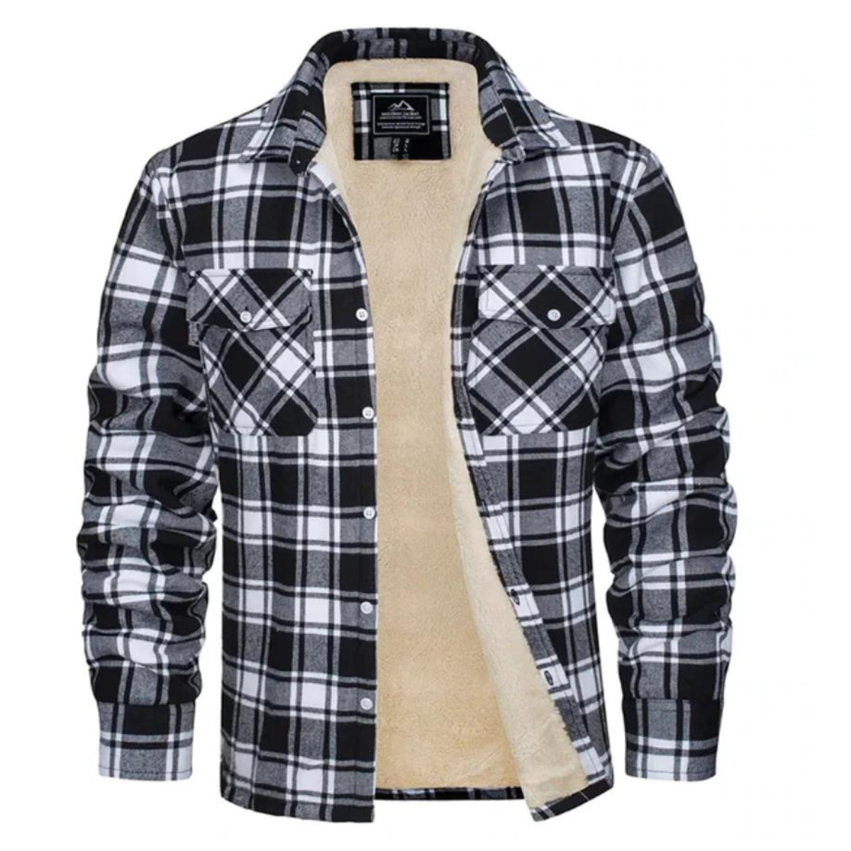 Lined shirt jacket with check pattern