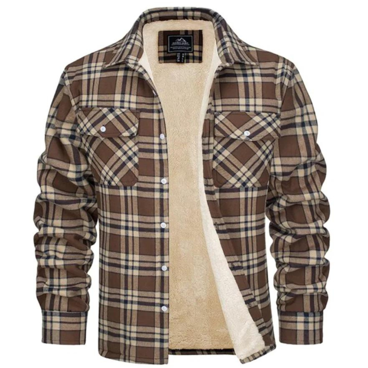 Lined shirt jacket with check pattern