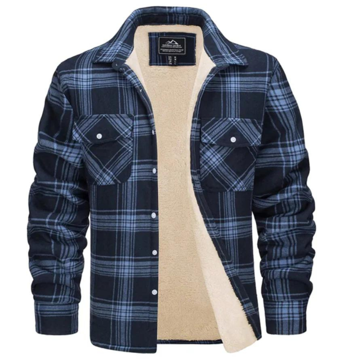 Lined shirt jacket with check pattern