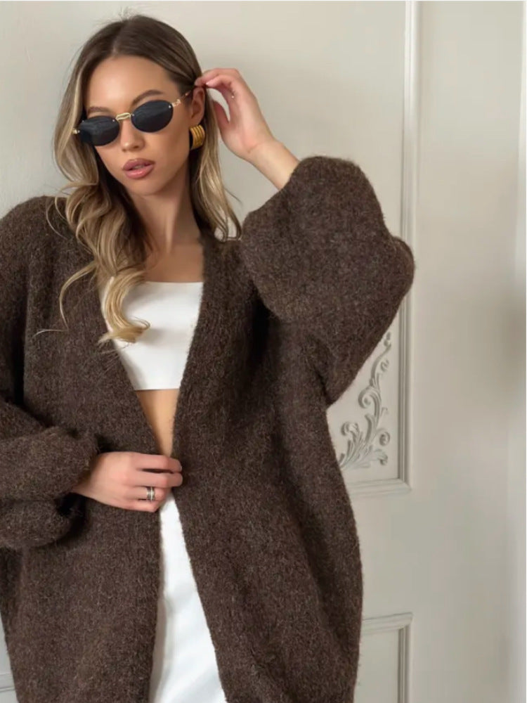 Cardigan with a loose fit and open front