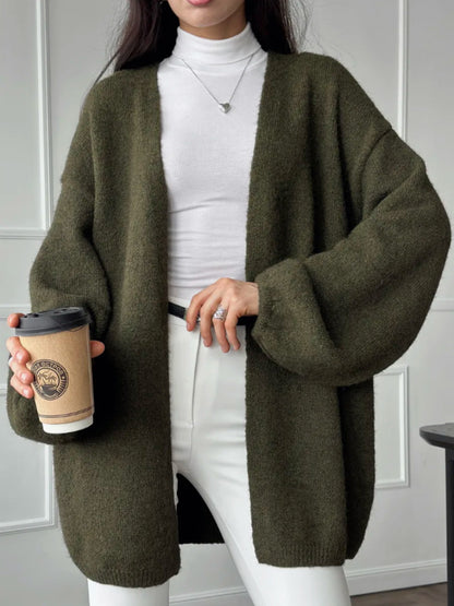 Cardigan with a loose fit and open front