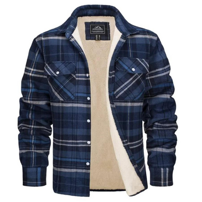 Lined shirt jacket with check pattern