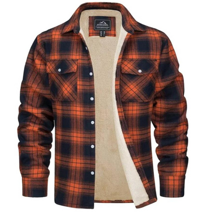 Lined shirt jacket with check pattern