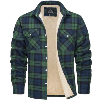 Lined shirt jacket with check pattern