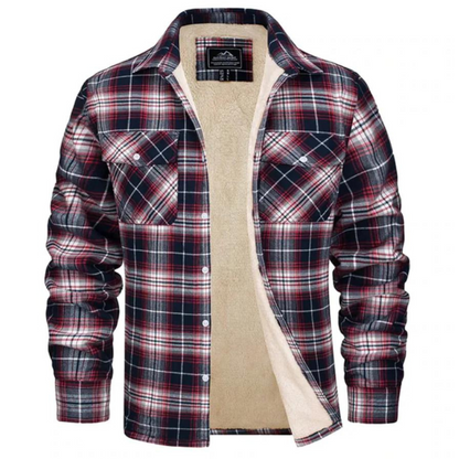 Lined shirt jacket with check pattern