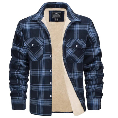 Lined shirt jacket with check pattern