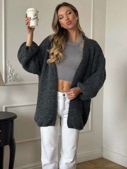 Cardigan with a loose fit and open front