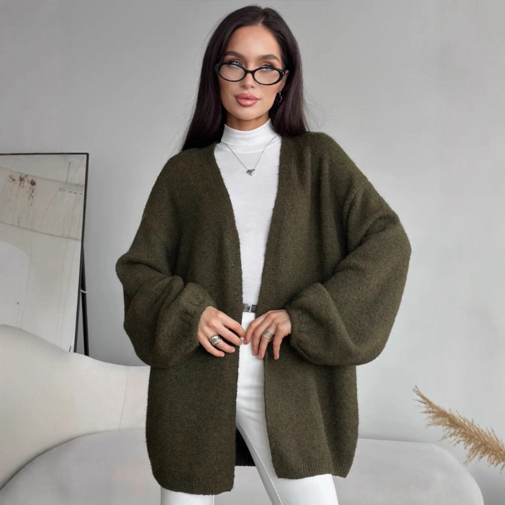 Cardigan with a loose fit and open front