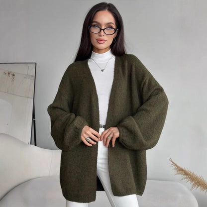 Cardigan with a loose fit and open front